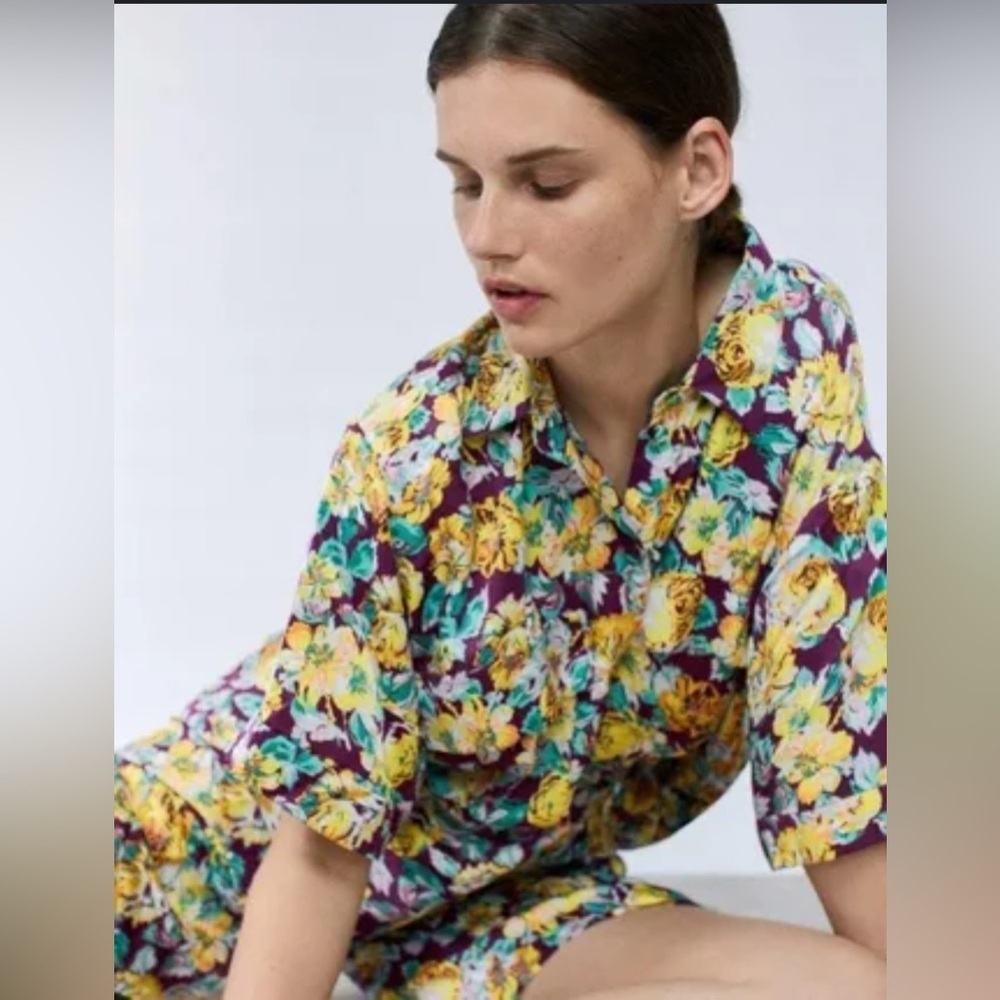 💛 ZARA Floral Shirt